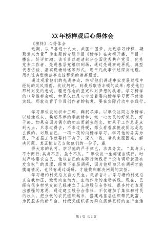 2024年榜样观后心得体会