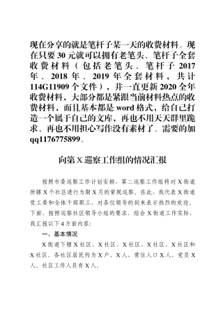 向巡察工作组的情况汇报