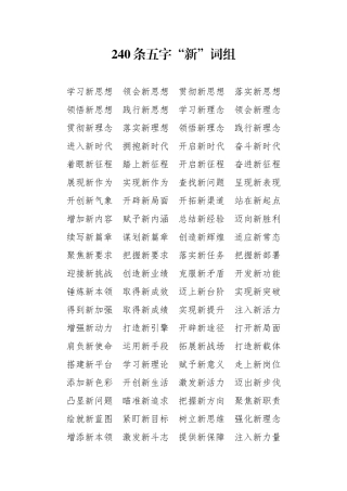 写材料必备240个工整的“新”词