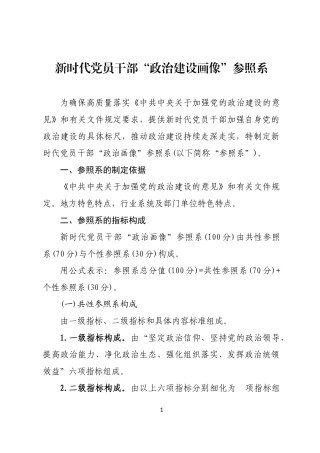 新时代党员干部政治建设画像参照系