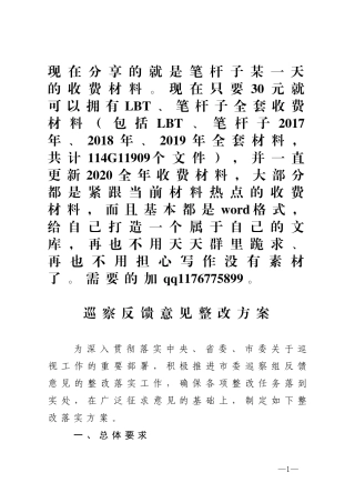 巡察反馈意见整改方案