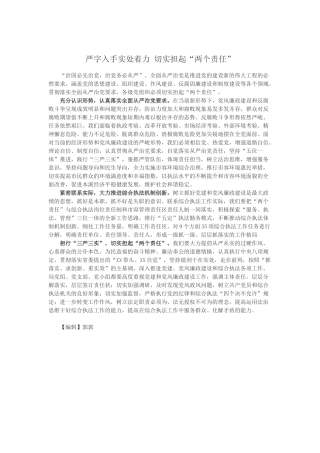 严字入手实处着力 切实担起“两个责任”