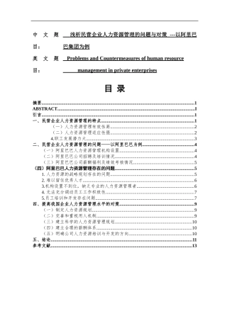 浅析民营企业人力资源的问题与对策  人力资源管理专业