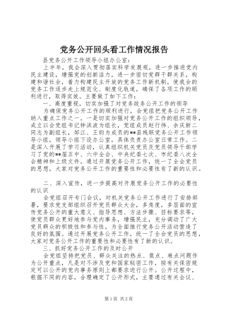 2024年党务公开回头看工作情况报告