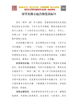 深学实做立起合格党员标尺