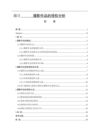 摄影作品的侵权分析  摄影艺术专业