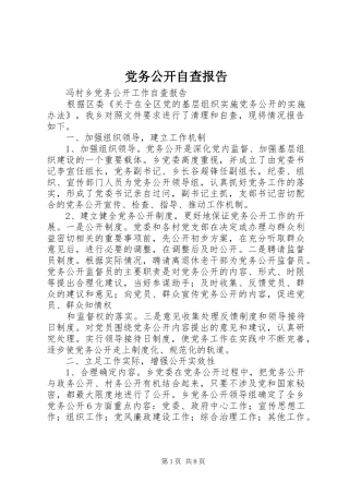 2024年党务公开自查报告