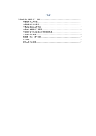 市委办工作人员职责分工制度9项