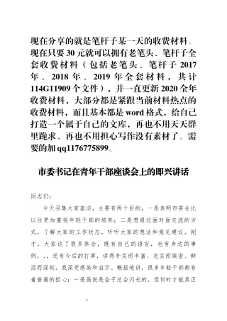 市委书记在青年干部座谈会上的即兴讲话(0002)