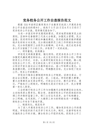 2024年党务校务公开工作自查报告范文