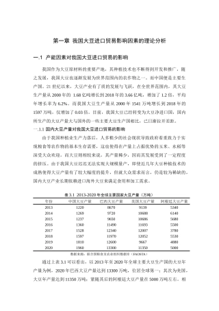 我国大豆进口贸易影响因素的理论分析  国际经济贸易专业