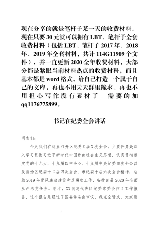 书记在纪委全会讲话