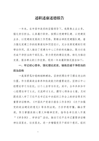 述职述廉述德报告