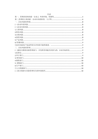 现代企业风险和解决方法   工商管理专业