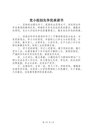 2024年党小组创先争优承诺书