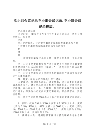 2024年党小组会议记录党小组会议记录党小组会议记录模版