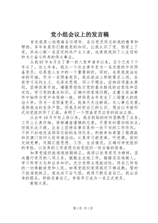 2024年党小组会议上的讲话稿