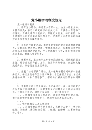 2024年党小组活动制度规定