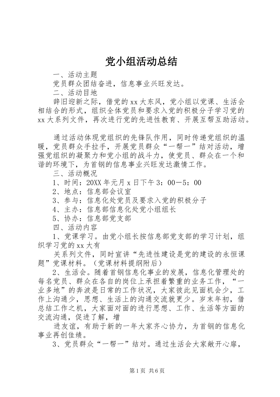 2024年党小组活动总结_第1页