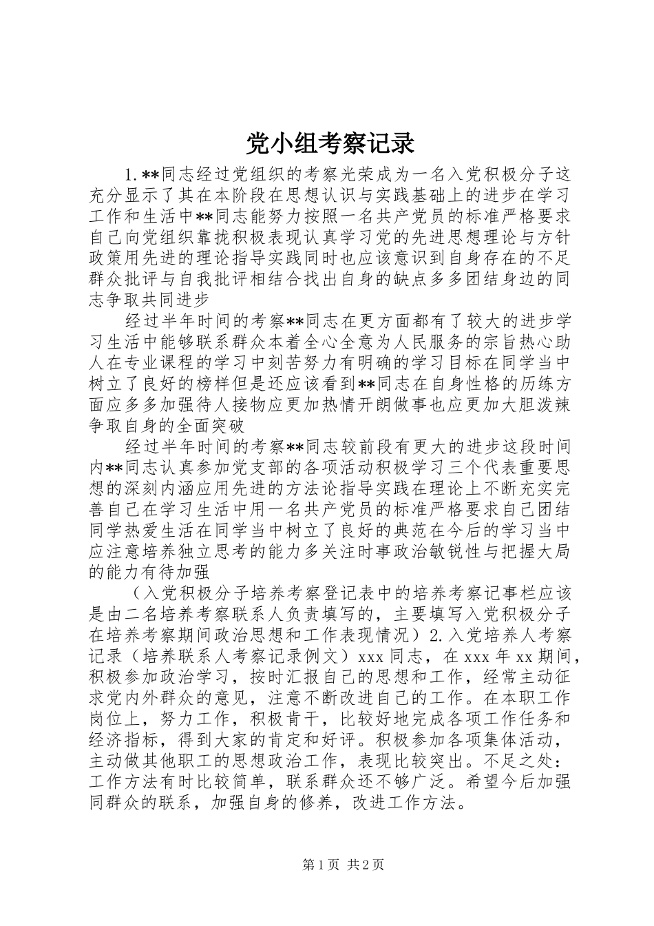 2024年党小组考察记录_第1页