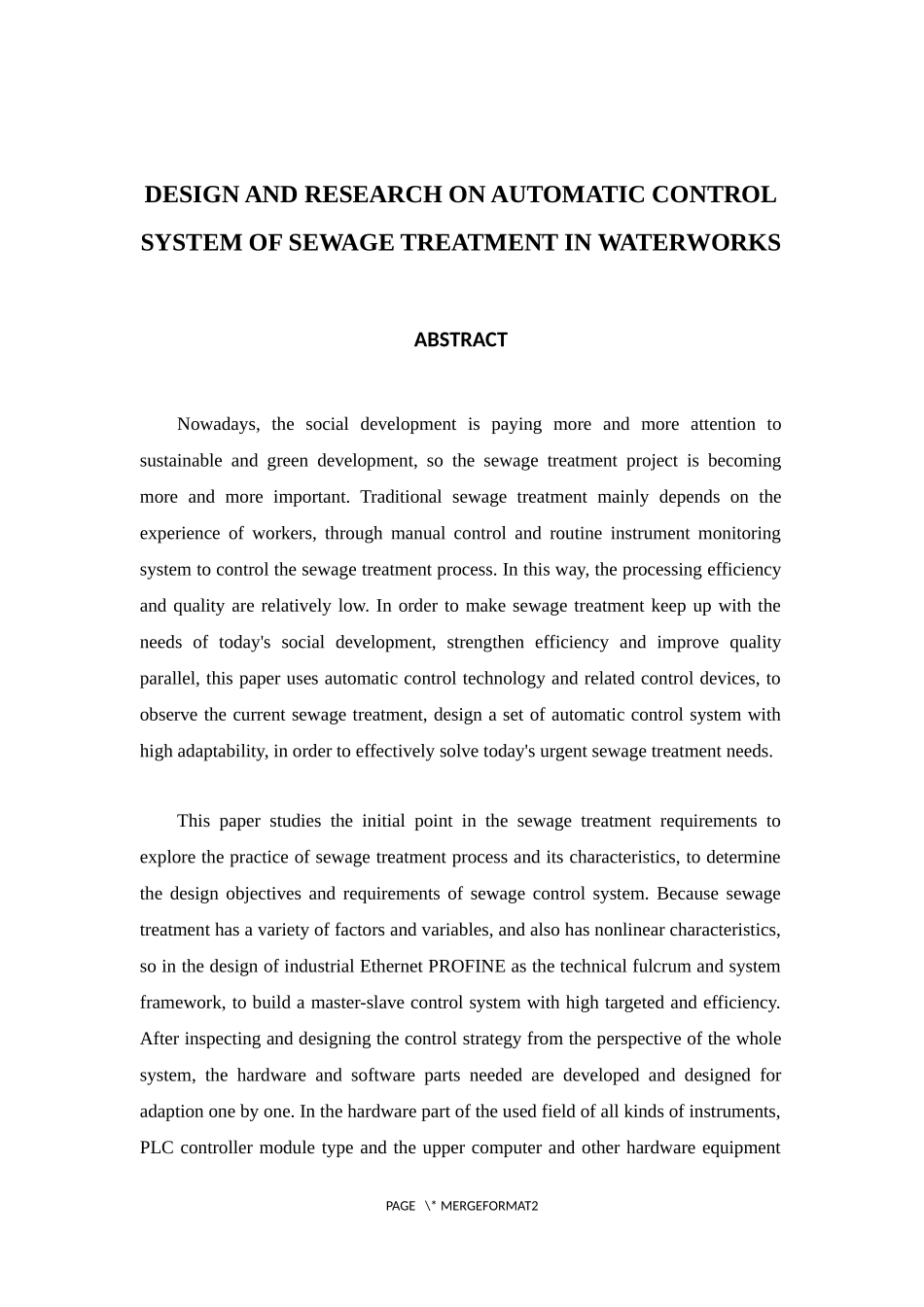 自来水厂污水处理自动控制系统设计研究  机械工程及其自动化专业_第3页