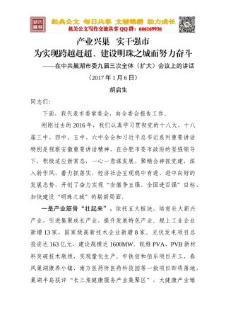 在市委九届三次全体（扩大）会议上的讲话