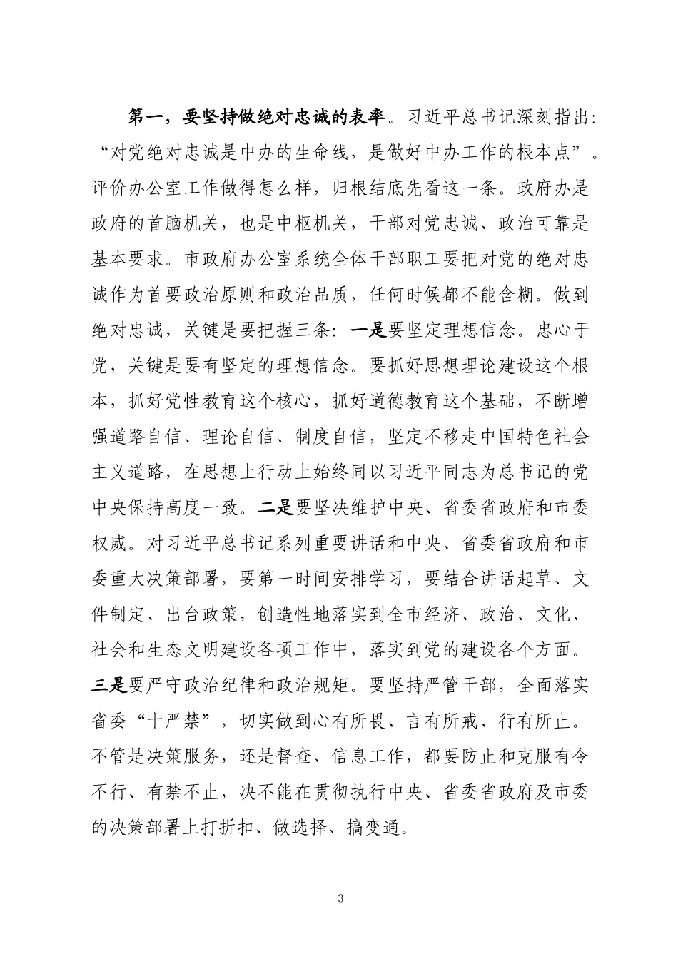 在市政府办公室座谈时的讲话_第3页