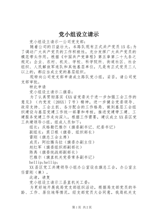 2024年党小组设立请示