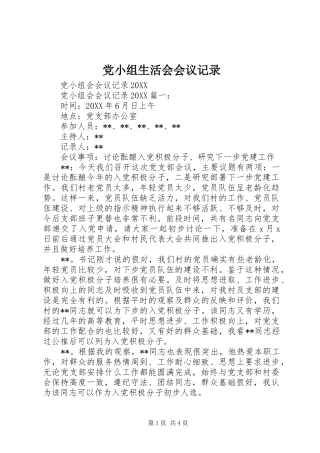 2024年党小组生活会会议记录