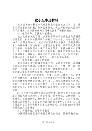 2024年党小组事迹材料