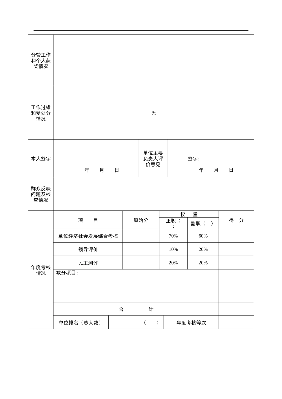领导干部工作实绩年度登记表_第2页