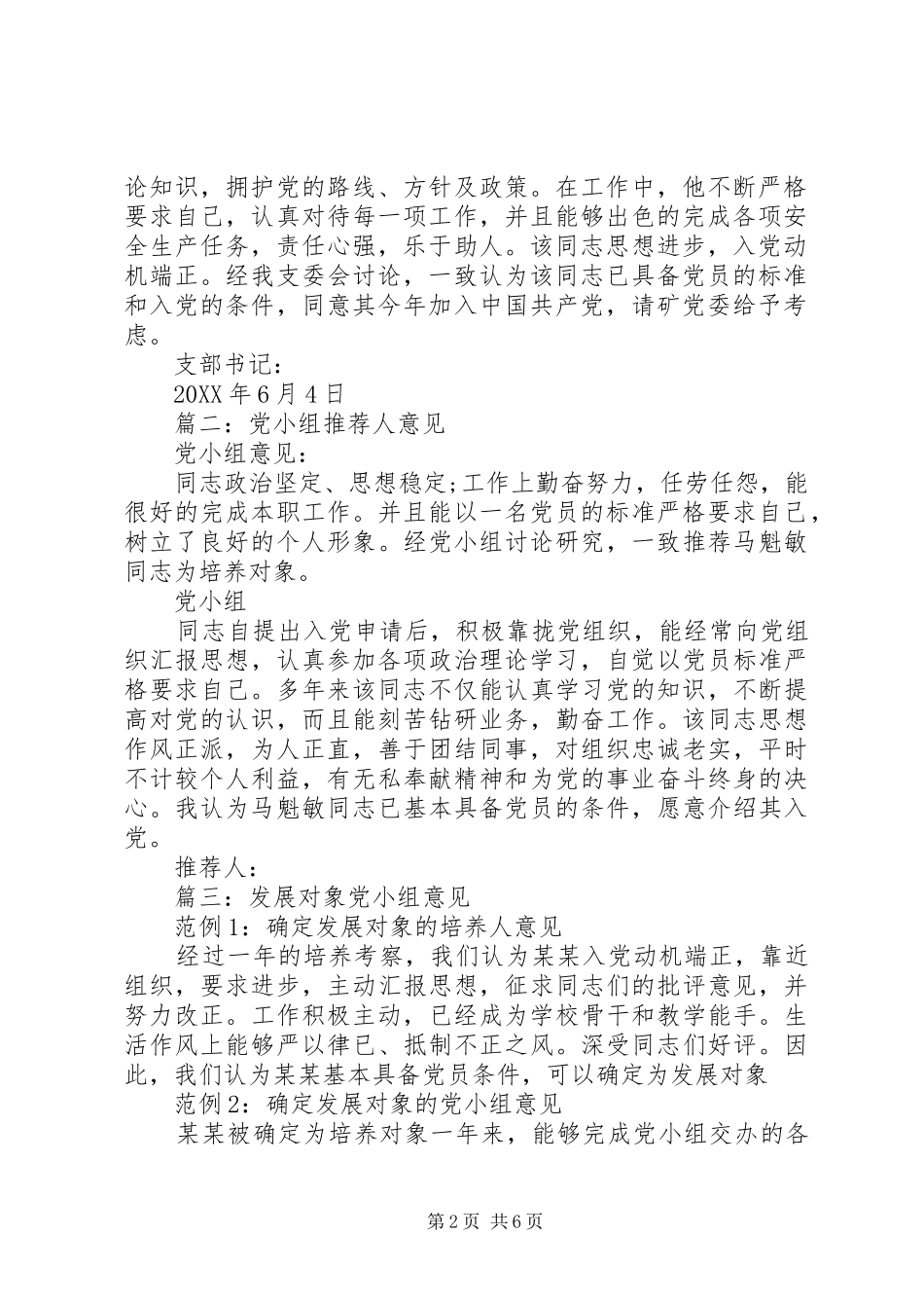 2024年党小组推荐意见_第2页