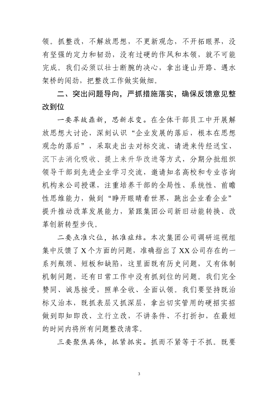 在调研巡视整改问题反馈大会上的表态发言_第3页