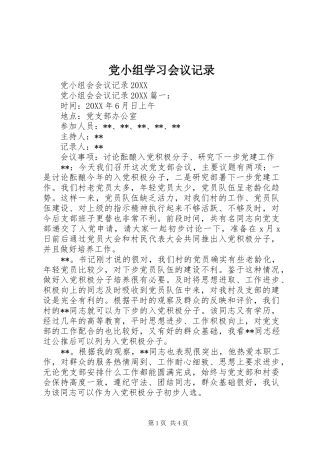 2024年党小组学习会议记录