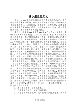2024年党小组意见范文