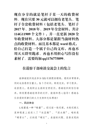 在巡察干部座谈交流会上的发言