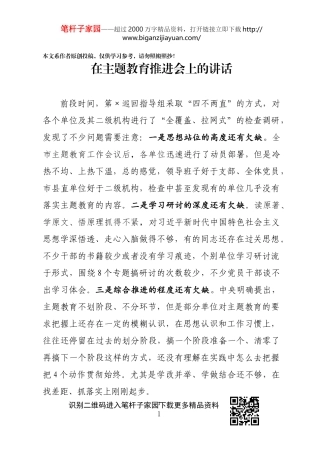 在主题教育推进会上的讲话(0001)