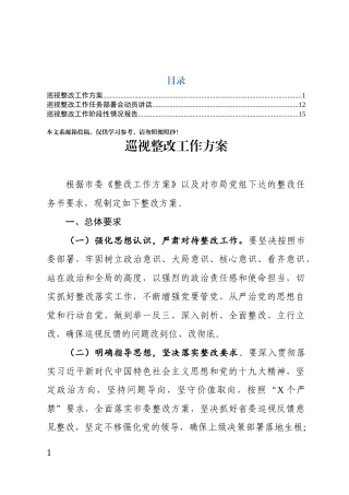 全套巡视整改工作任务部署会材料（方案+讲话+报告）