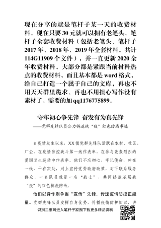 群先锋队员合力铸造战疫红色防线事迹