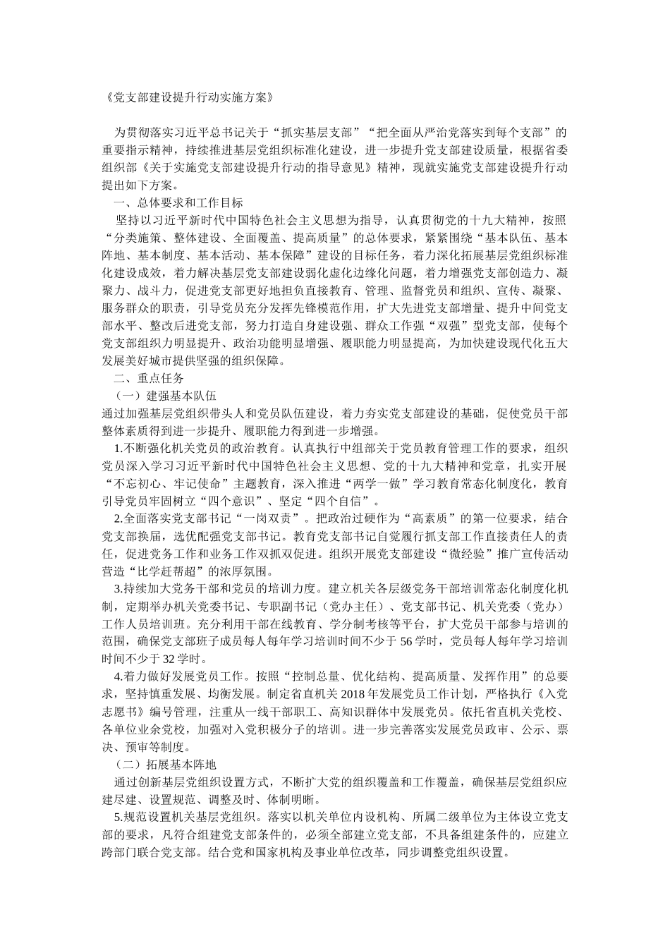 支部建设提升行动实施方案_第1页