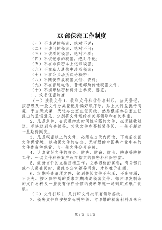 2024年部保密工作制度