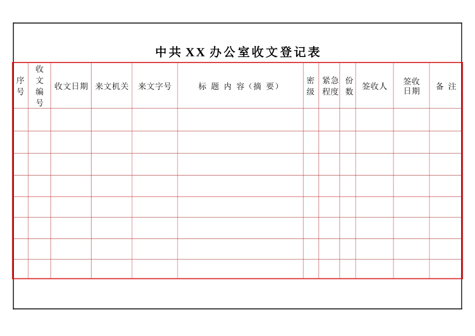 中共XX委员会办公室文件处理单收发文单_第2页