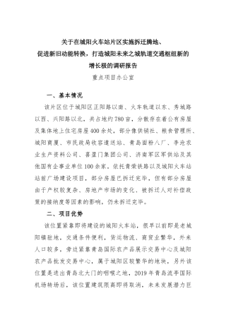 重点项目办公室调研材料