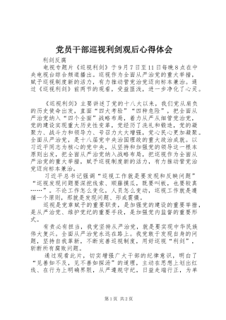 2024年党员干部巡视利剑观后心得体会