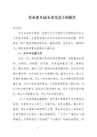 在市委X届X次全会上的报告