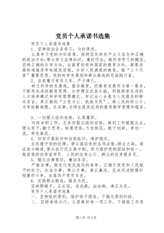 2024年党员个人承诺书选集