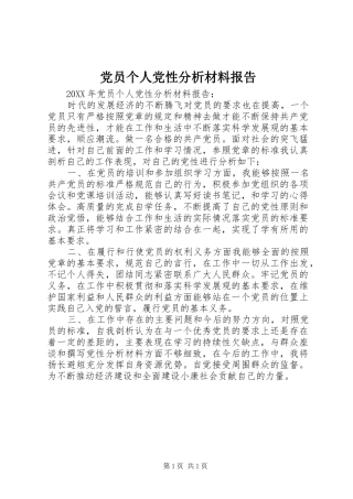 2024年党员个人党性分析材料报告