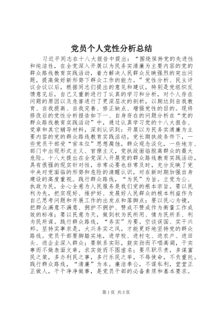 2024年党员个人党性分析总结