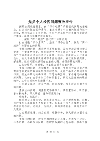 2024年党员个人检视问题整改报告