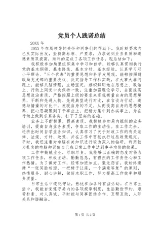 2024年党员个人践诺总结